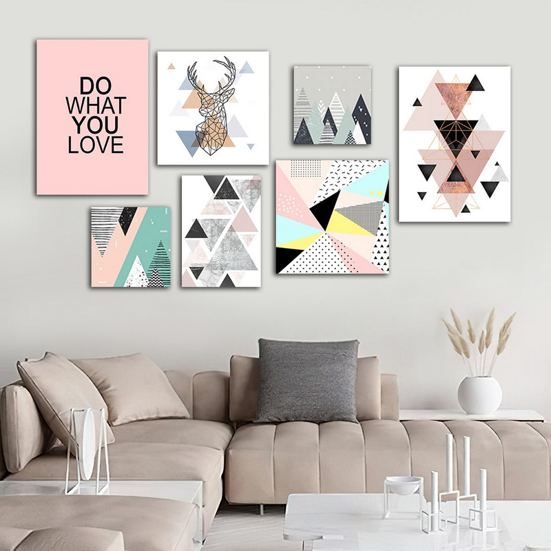 تابلو شاسی بکلیت طرح نقاشی انتزاعی و جمله انگیزشی مدل SH-885 مجموعه 7 عددی