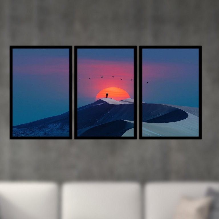 تابلو بکلیت طرح نقاشی منظره کوهستان مدل B-S4787 مجموعه 3 عددی