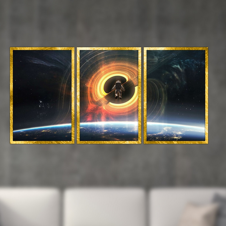 تابلو بکلیت طرح سیاه چاله و فضانورد مدل T-S4784 مجموعه 3 عددی
