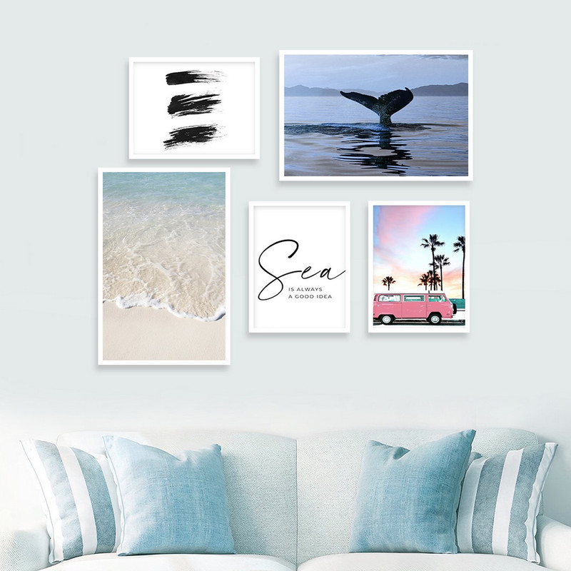 تابلو بکلیت مدل طرح دریا و ساحل W-1026  مجموعه 5 عددی