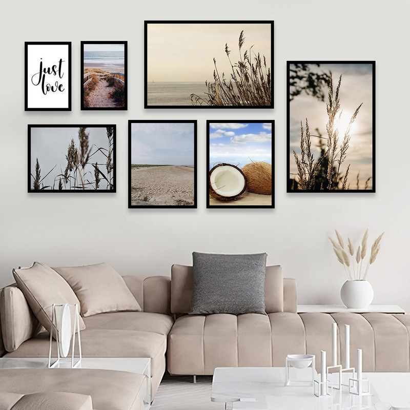 تابلو بکلیت مدل طرح گل نی و جاده و نارگیل B-1019  مجموعه 7 عددی