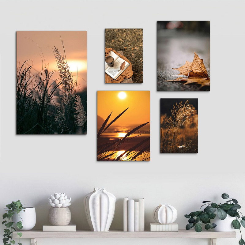 تابلو شاسی بکلیت طرح طبیعت پاییزی مدل SH-1037 مجموعه 5 عددی