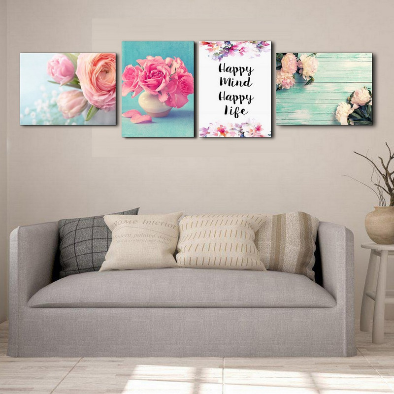 تابلو شاسی بکلیت طرح دکوراتیو گل مدل SH-236 مجموعه 4 عددی