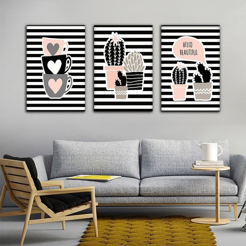 تابلو شاسی بکلیت طرح نقاشی فانتزی دخترانه مدل SH-751 مجموعه 3 عددی