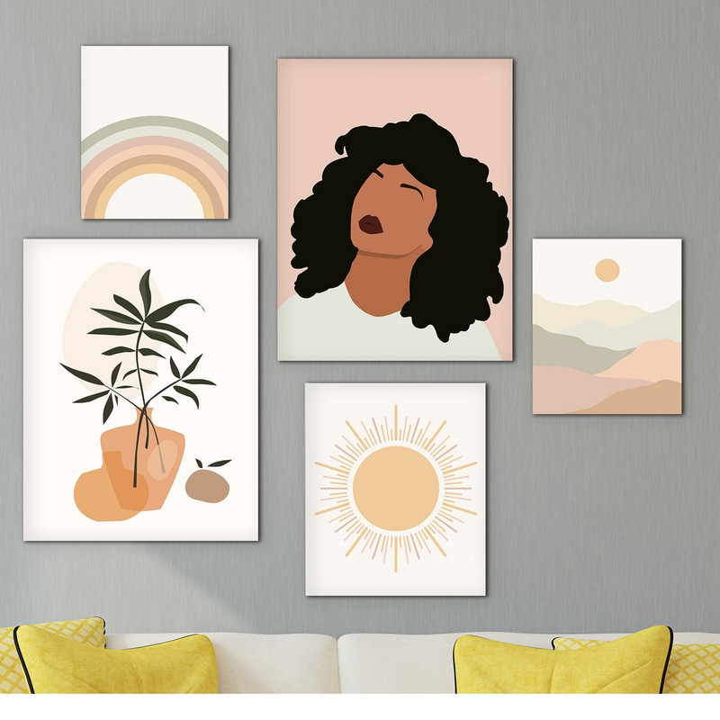 تابلو شاسی بکلیت طرح دکوراتیو مینیمال دخترانه مدل SH-591 مجموعه 5 عددی