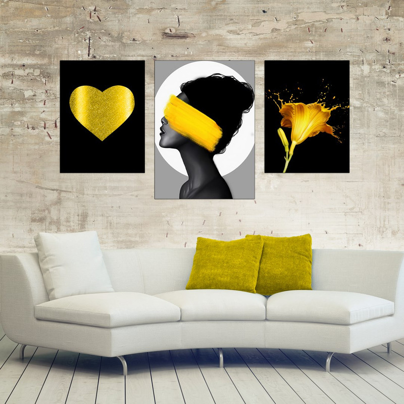 تابلو شاسی بکلیت طرح مدرن گل لاله مدل SH-580 مجموعه 3 عددی