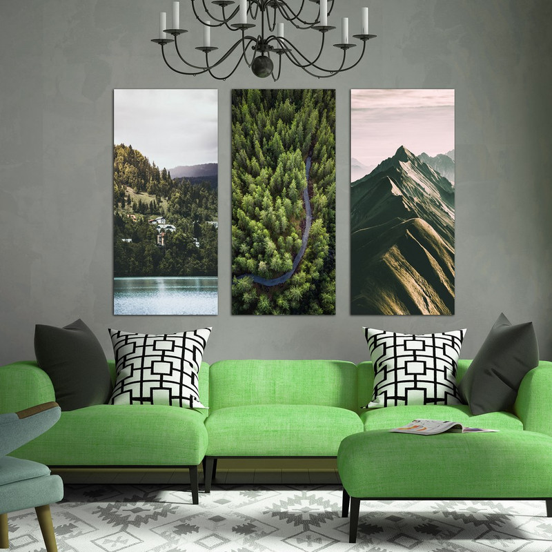 تابلو شاسی بکلیت طرح جنگل و کوه مدل SH-505 مجموعه 3 عددی