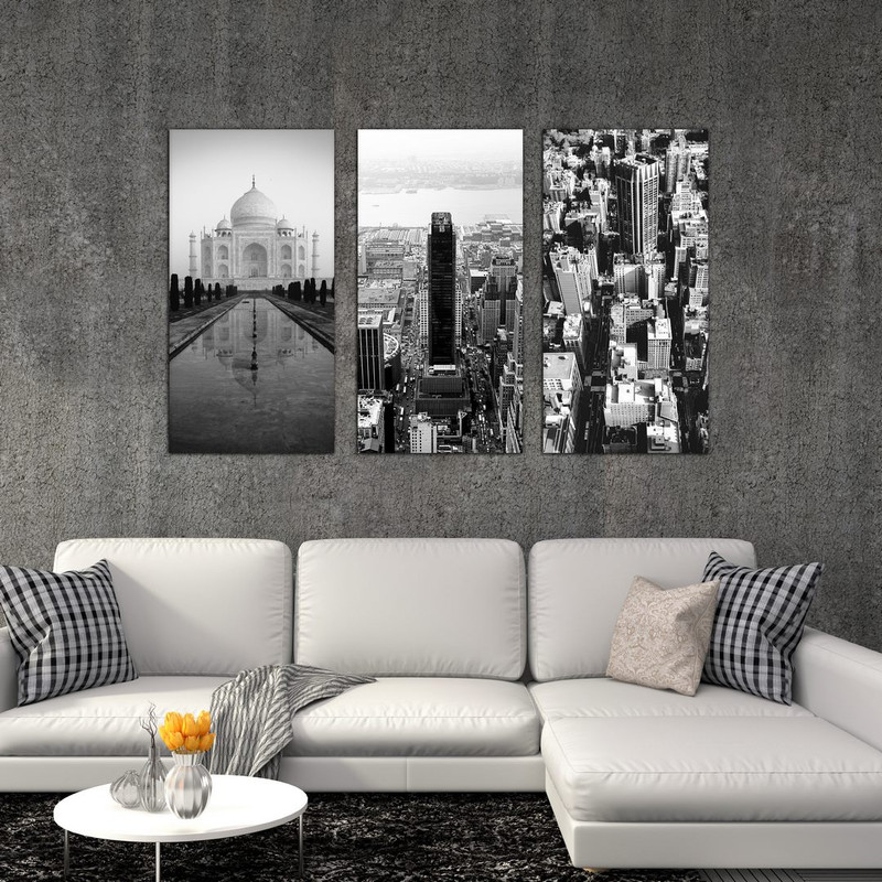 تابلو شاسی بکلیت طرح منظره شهر و مسجد تاج محل هند مدل SH-504 مجموعه 3 عددی