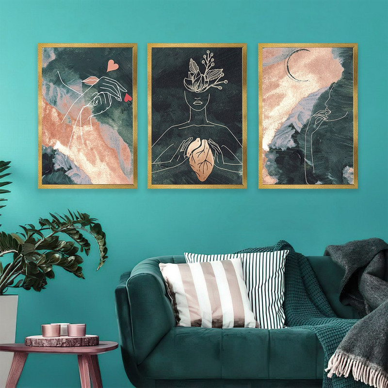 تابلو بکلیت مدل طرح نقاشی دکوراتیو مینیمال T-955  مجموعه 3 عددی