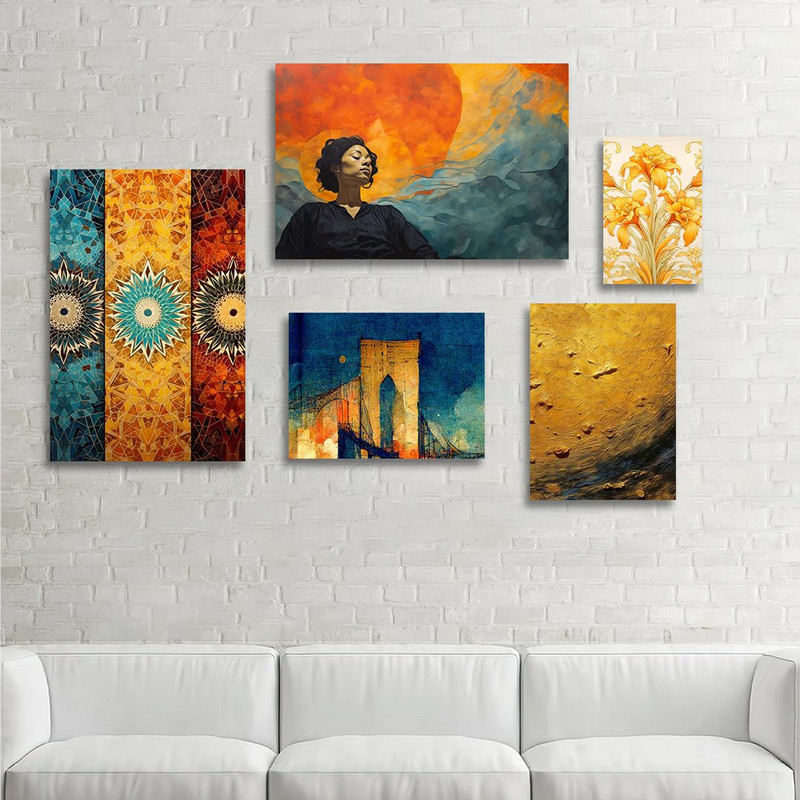 تابلو شاسی بکلیت طرح نقاشی دکوراتیو مدرن مدل SH-1259 مجموعه 5 عددی