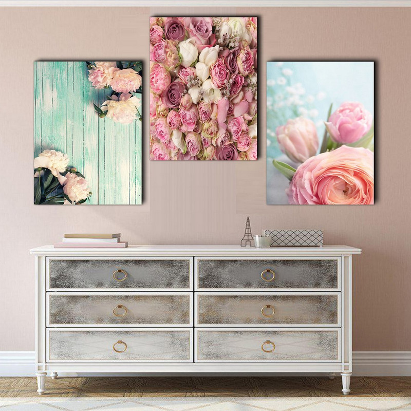 تابلو شاسی بکلیت طرح گل رز رنگی مدل SH-159 مجموعه 3 عددی