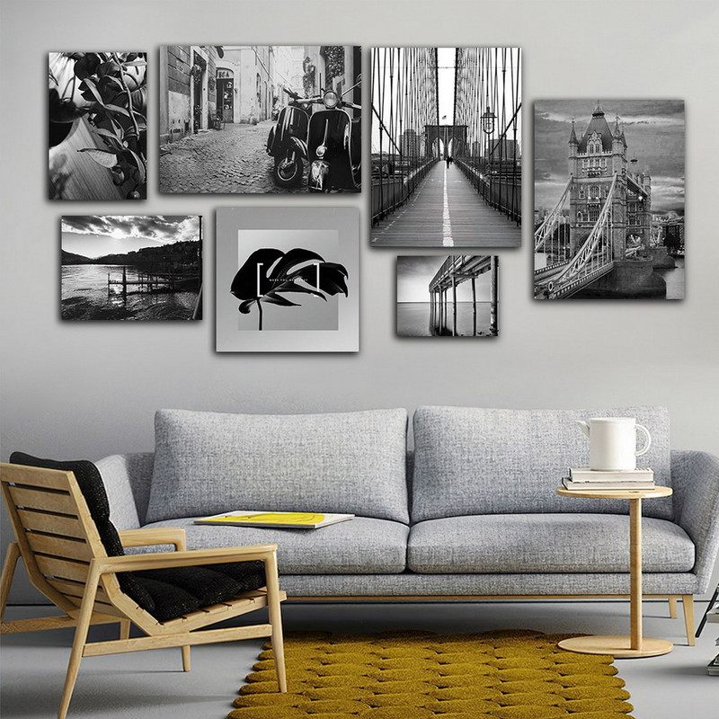 تابلو شاسی بکلیت طرح منظره شهری و برگ مدل SH-874 مجموعه 7 عددی