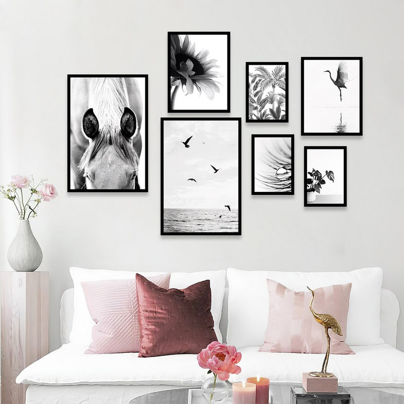 تابلو بکلیت مدل طرح دکوراتیو اداری سیاه و سفید B-1108 مجموعه 7 عددی