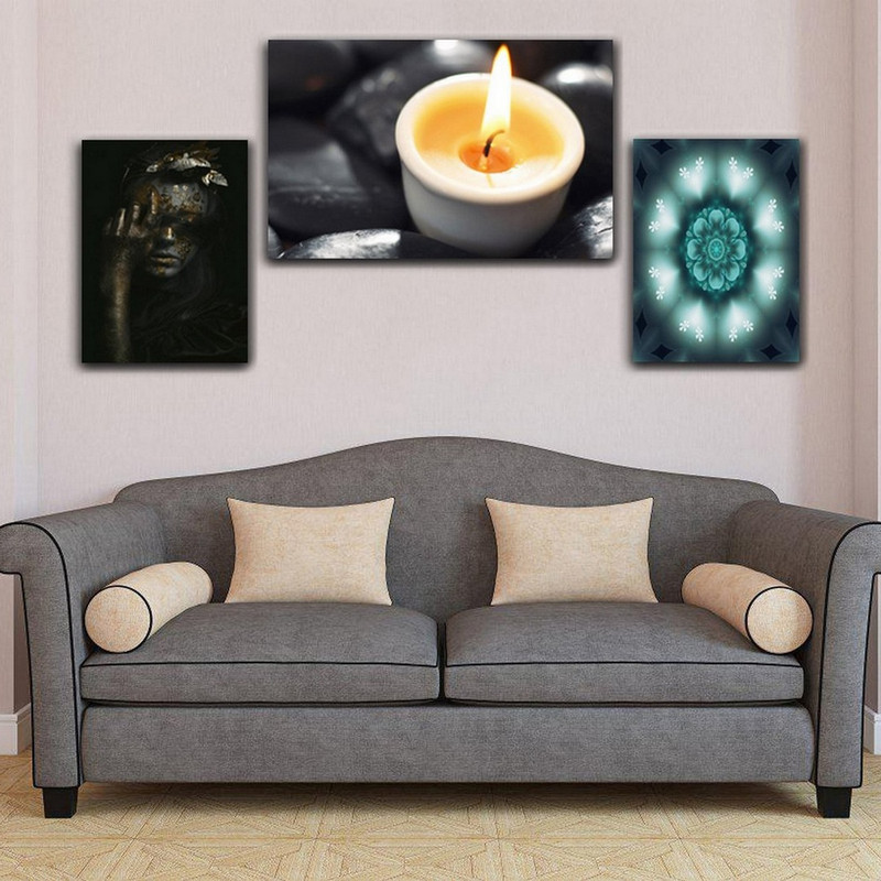 تابلو شاسی بکلیت طرح دکوراتیو شمع مدل SH-127 مجموعه 3 عددی