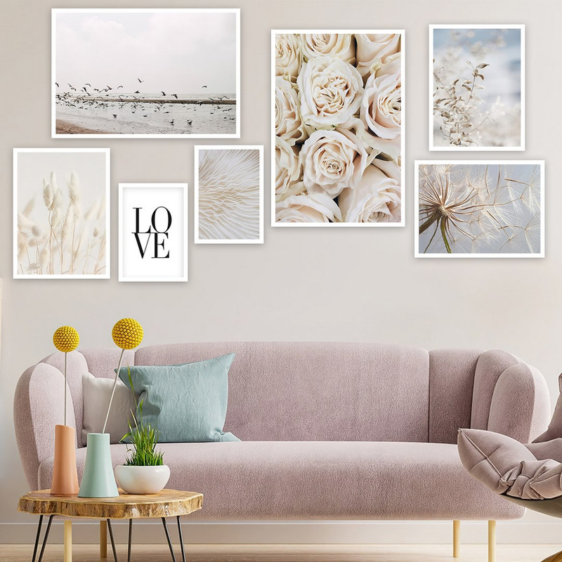 تابلو بکلیت طرح طبیعت ساحل دریا و گل مدل W-753مجموعه 7 عددی