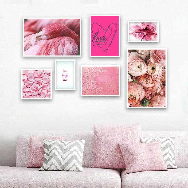 تابلو بکلیت طرح ترکیبی فلامینگو و طبیعت مدل W-775 مجموعه 7 عددی