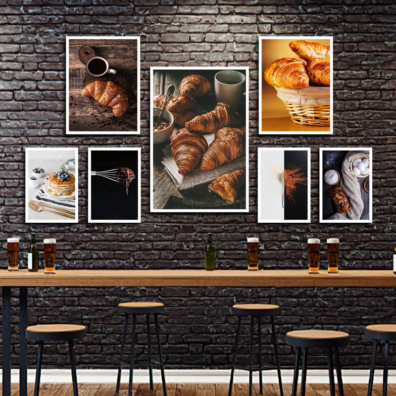 تابلو بکلیت طرح شیرینی و کروسان و پنکیک مدل W-1804 مجموعه 7 عددی