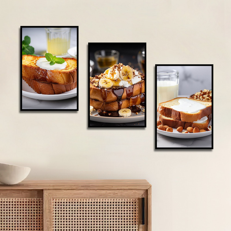 تابلو بکلیت طرح مدرن صبحانه و نان تست مدل B-1768 مجموعه 3 عددی