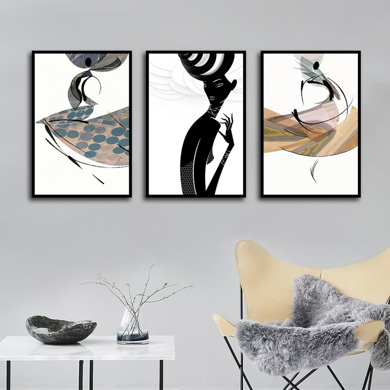 تابلو بکلیت طرح نقاشی مدرن خطوط مدل B-1696 مجموعه 3 عددی