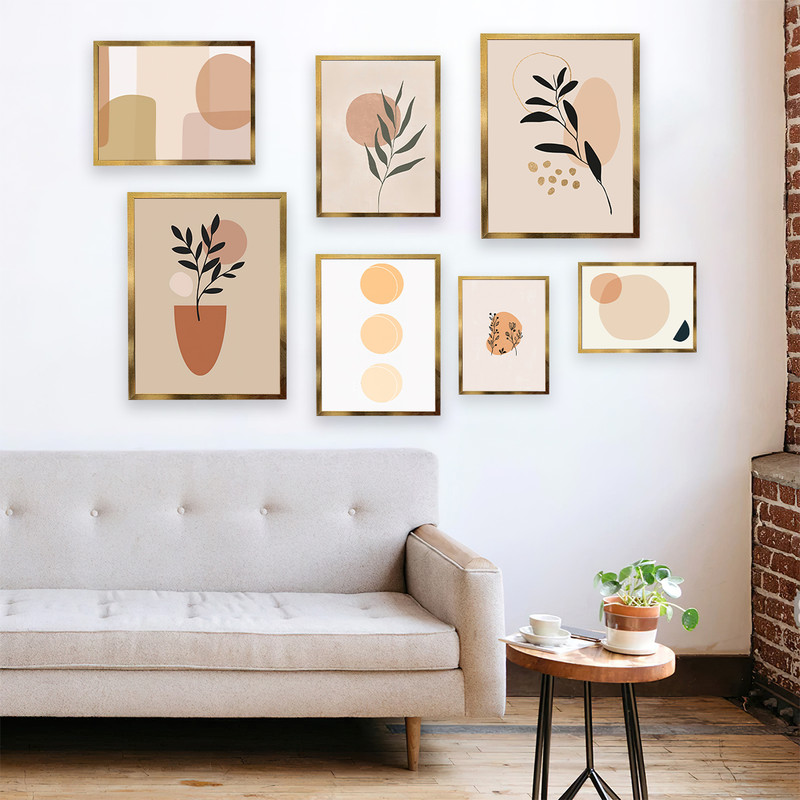 تابلو بکلیت طرح دکوراتیو مینیمال برگ مدل T-643 مجموعه 7 عددی