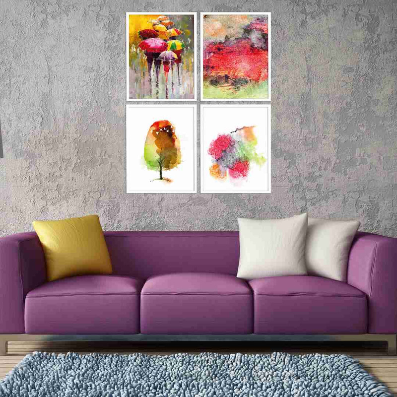 تابلو بکلیت طرح نقاشی دکوراتیو مدل w-403 بسته 4 عددی