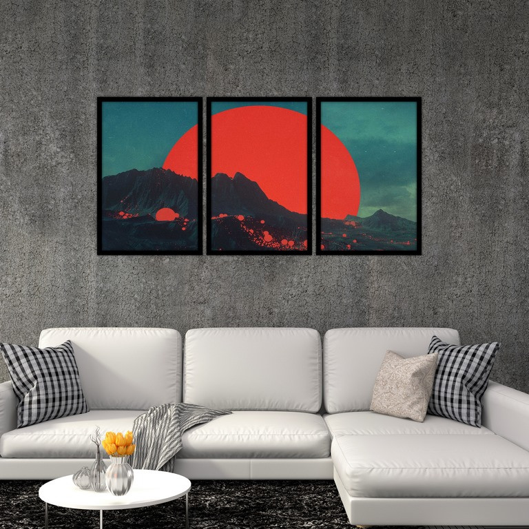 تابلو بکلیت طرح نقاشی غروب آفتاب مدل B-S4821 مجموعه 3 عددی