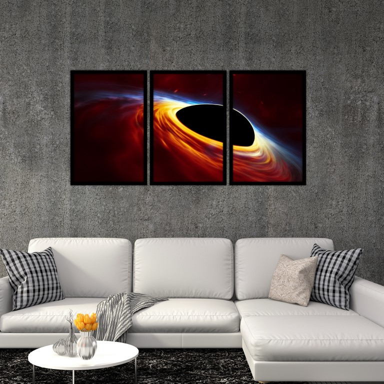 تابلو بکلیت طرح نقاشی سیاه چاله فضایی مدل B-S4824 مجموعه 3 عددی