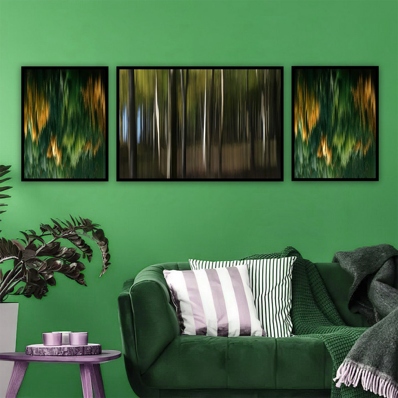 تابلو بکلیت طرح نقاشی آبستره بامبو مدل B-707 مجموعه 3 عددی