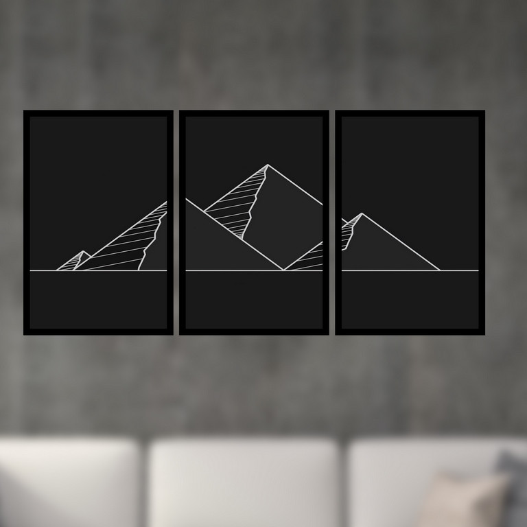 تابلو بکلیت طرح مینیمال منظره ی کوهستان مدل B-S4910 مجموعه 3 عددی