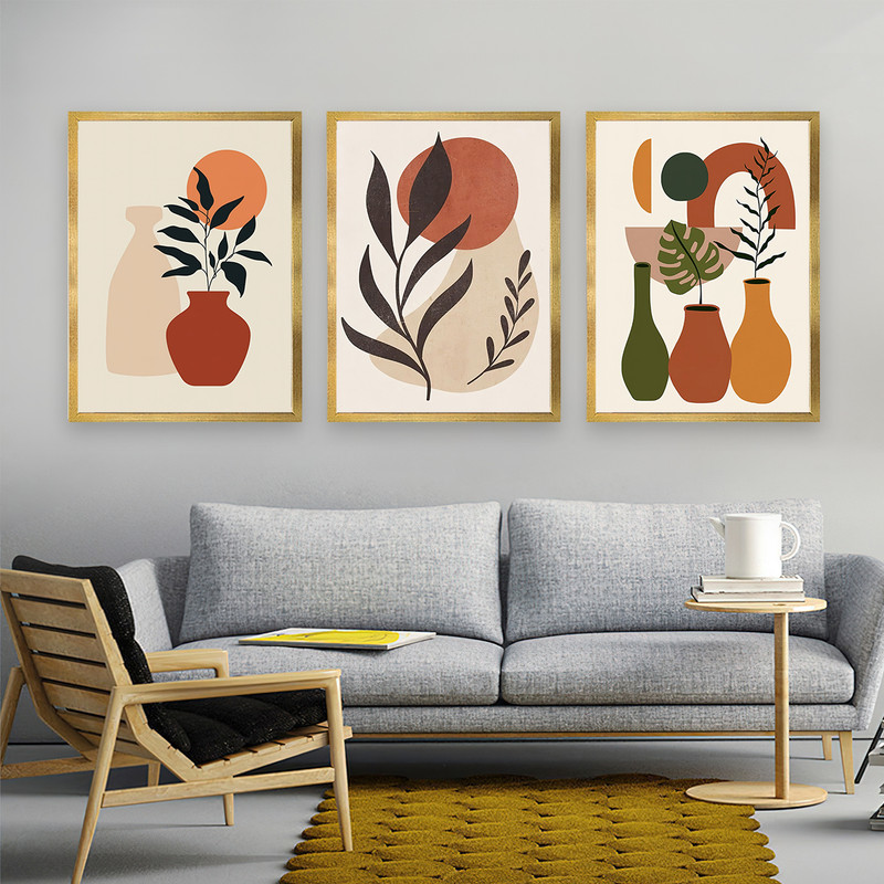 تابلو بکلیت طرح دکوراتیو مینیمال آرت مدل T-668 مجموعه 3 عددی