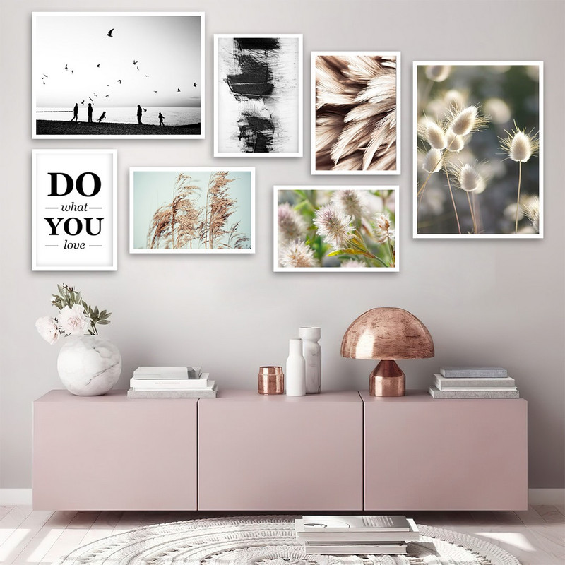 تابلو بکلیت طرح طبیعت و جمله انگیزشی مدل W-883 مجموعه 7 عددی