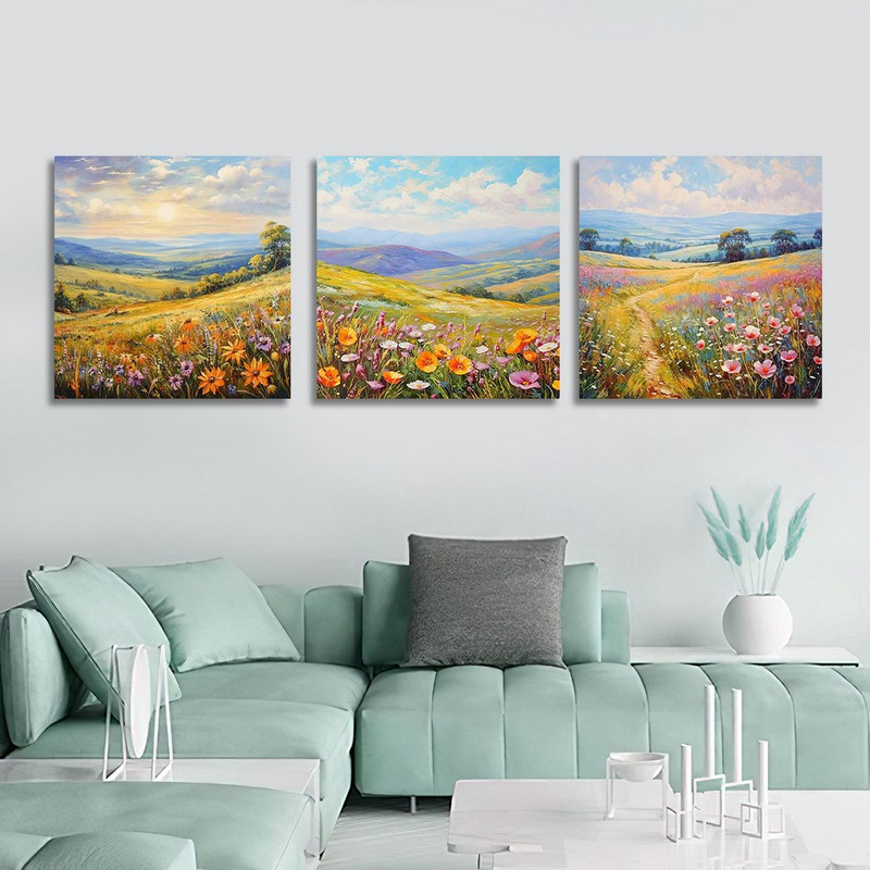 تابلو شاسی بکلیت طرح نقاشی طبیعت پاییزی مدل SH-1163  مجموعه 3 عددی