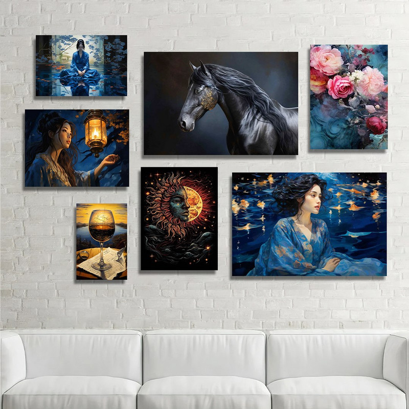 تابلو شاسی بکلیت طرح اسب و نقاشی چهره  مدل SH-1145  مجموعه 7 عددی