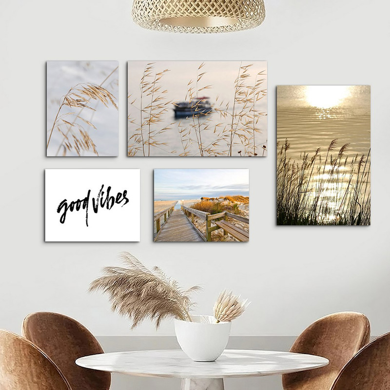 تابلو شاسی بکلیت طرح نیزار و پل چوبی مدل SH-1020 مجموعه 5 عددی