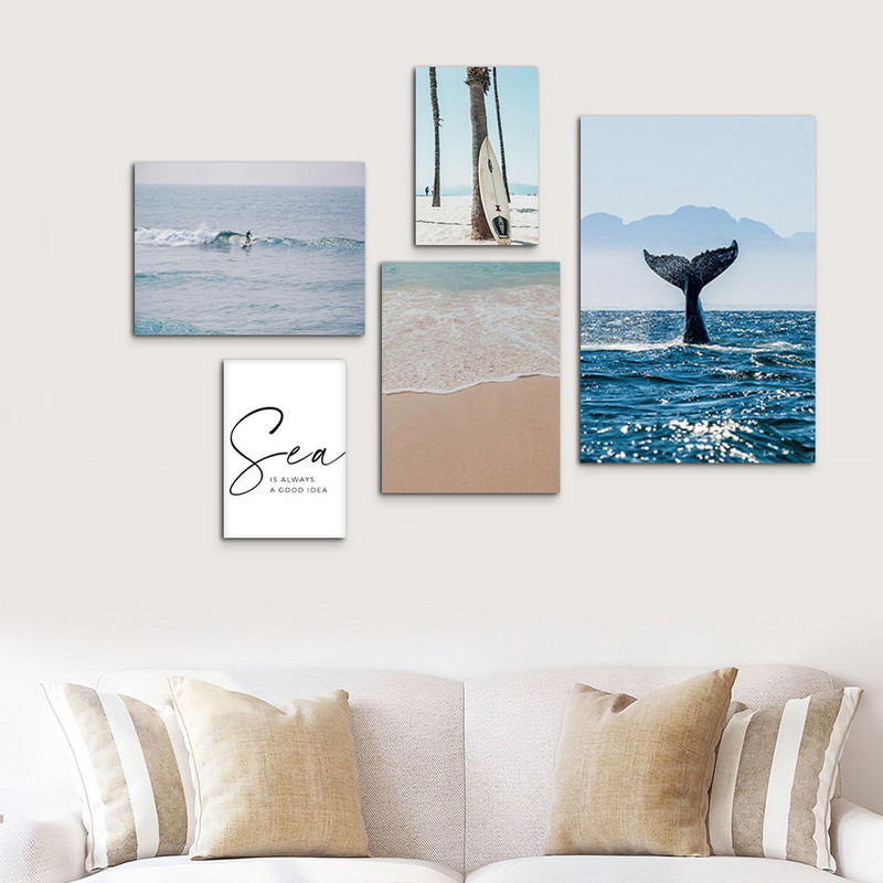 تابلو شاسی بکلیت طرح طبیعت دریا و ساحل آرامش مدل SH-1011 مجموعه 5 عددی