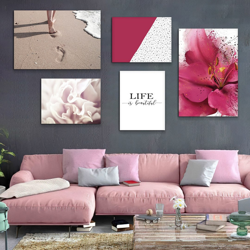 تابلو شاسی بکلیت طرح ساحل آرامش و زندگی و گل مدل SH-960 مجموعه 5 عددی