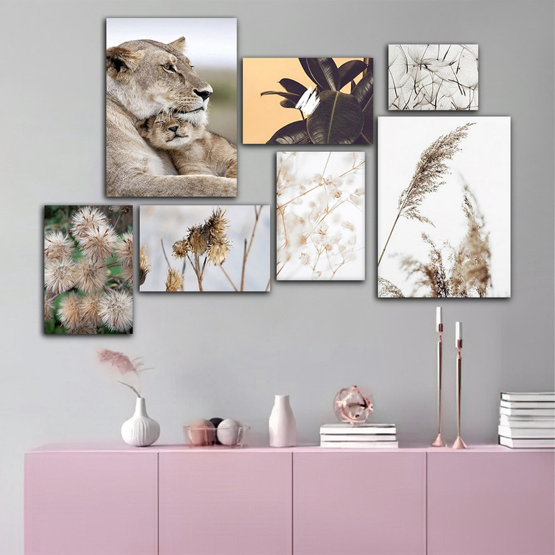 تابلو شاسی بکلیت طرح گندم زار و حیات وحش شیر مدل SH-879 مجموعه 7 عددی