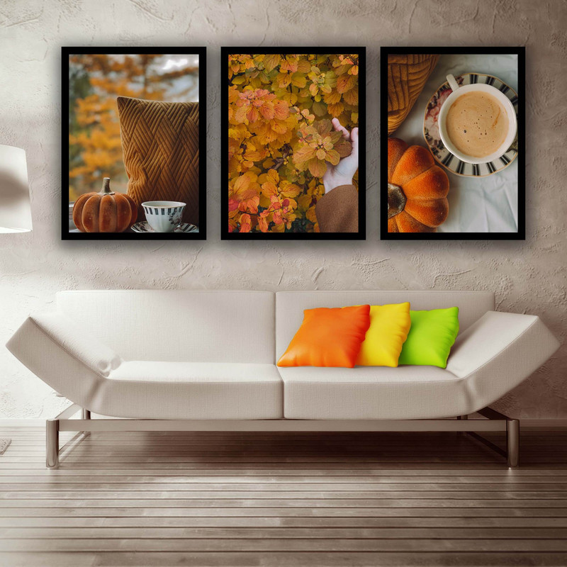 تابلو بکلیت طرح دکوری مدرن پاییزی مدل B-1510 مجموعه 3 عددی