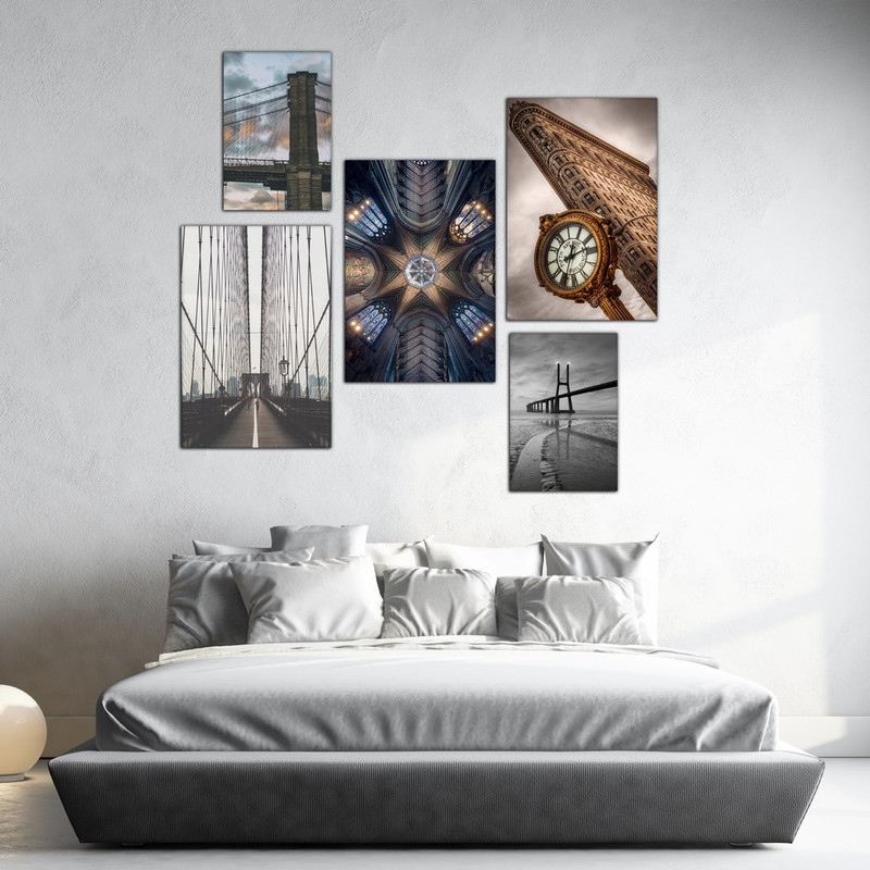 تابلو شاسی بکلیت طرح شهر مدرن مدل SH-430 مجموعه 5 عددی