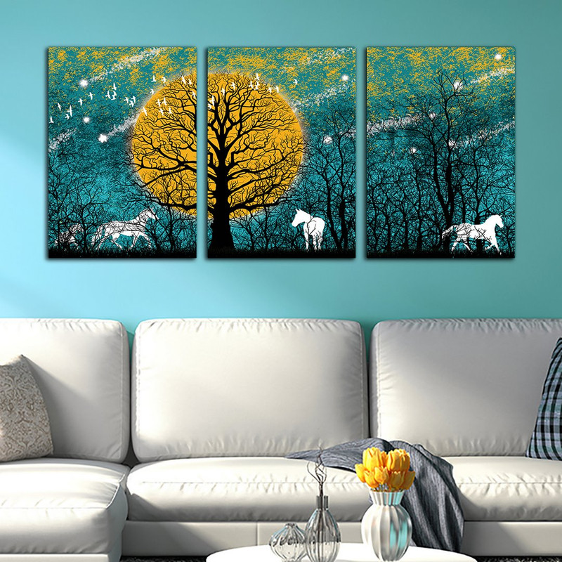 تابلو شاسی بکلیت طرح اسب و درخت مدل SH-354 مجموعه 3 عددی