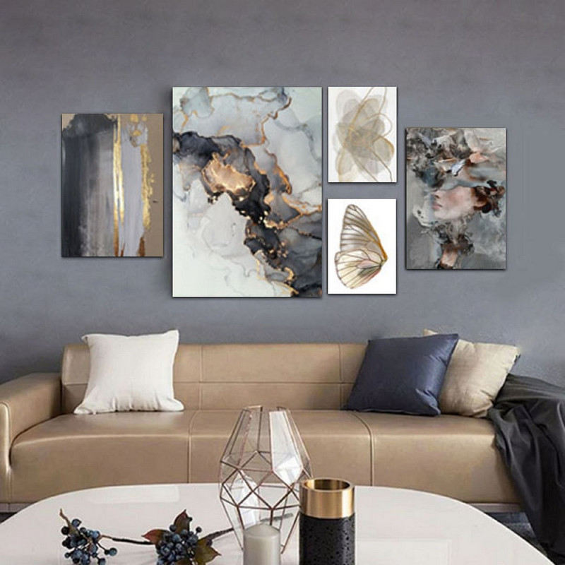 تابلو شاسی بکلیت طرح نقاشی مدرن مدل SH-296 مجموعه 5 عددی