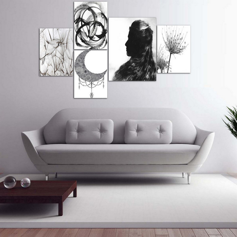 تابلو شاسی بکلیت طرح قاصدک و ماه  مدل SH-158 مجموعه 5 عددی