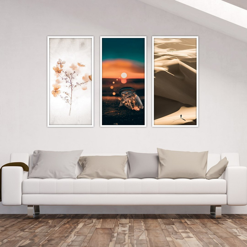 تابلو بکلیت طرح کویر و گل مدل W-530 مجموعه 3 عددی