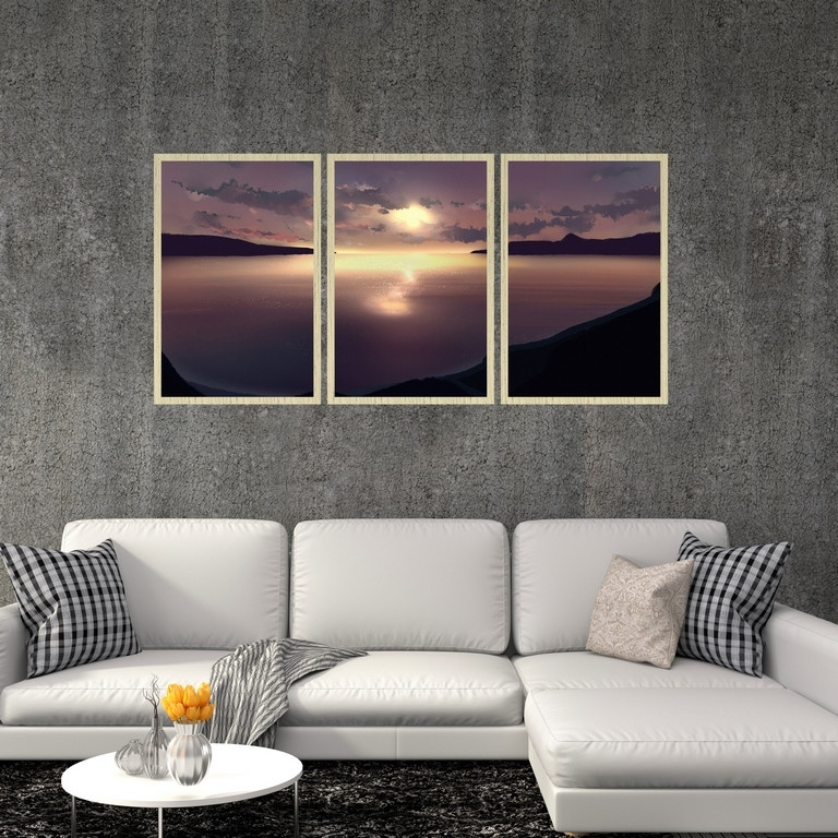 تابلو بکلیت طرح منظره غروب آفتاب مدل S4882 مجموعه سه عددی