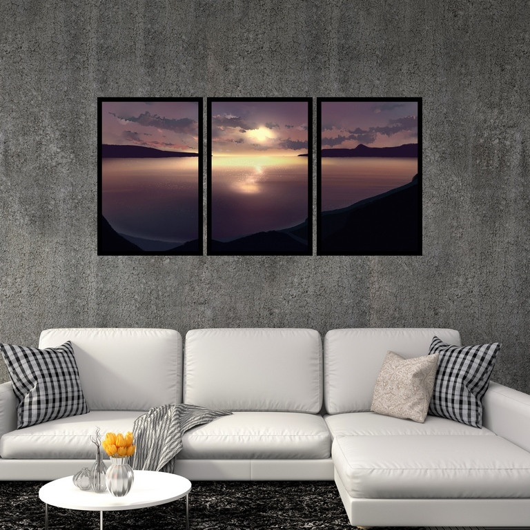 تابلو بکلیت طرح منظره غروب آفتاب مدل B-S4882 مجموعه سه عددی