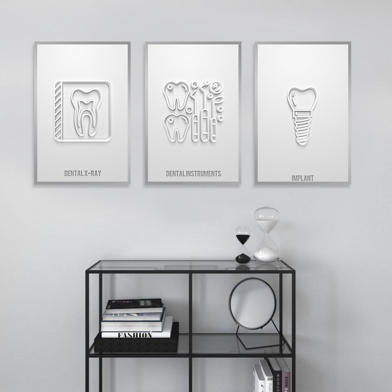 تابلو بکلیت طرح ایمپلنت دندان و مطب دندانپزشکی مدل SI-1314 مجموعه 3 عددی