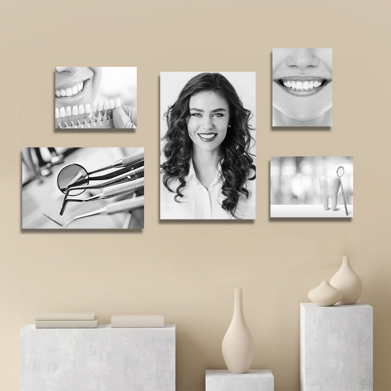 تابلو شاسی بکلیت طرح سلامت دندان و مطب دندانپزشکی مدل SH-1320 مجموعه 5 عددی