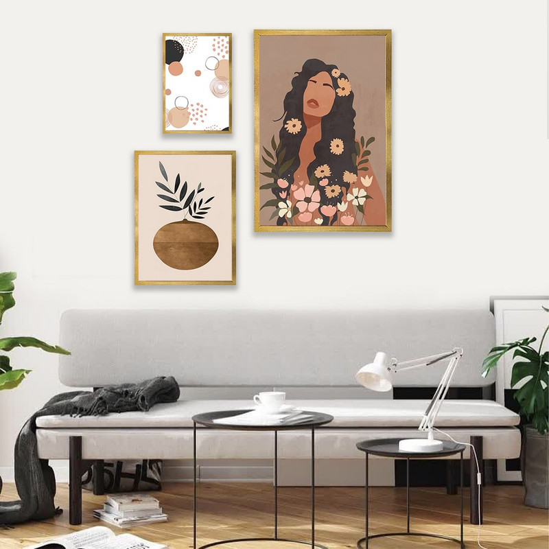 تابلو بکلیت مدل طرح مینیمال دخترانه T-986  مجموعه 3 عددی