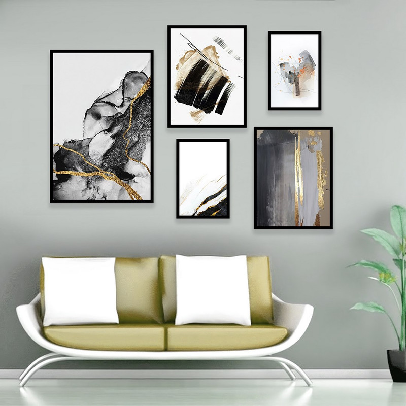 تابلو بکلیت مدل طرح نقاشی انتزاعی B-969  مجموعه 5 عددی