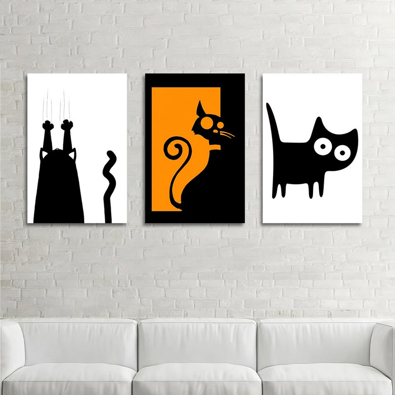 تابلو شاسی بکلیت طرح نقاشی دکوراتیو مدرن سبک کوبیسم مدل SH-1399 مجموعه 3 عددی